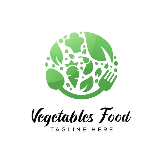 Vegetables food logo, herbal food logo premium vector Premium Vector