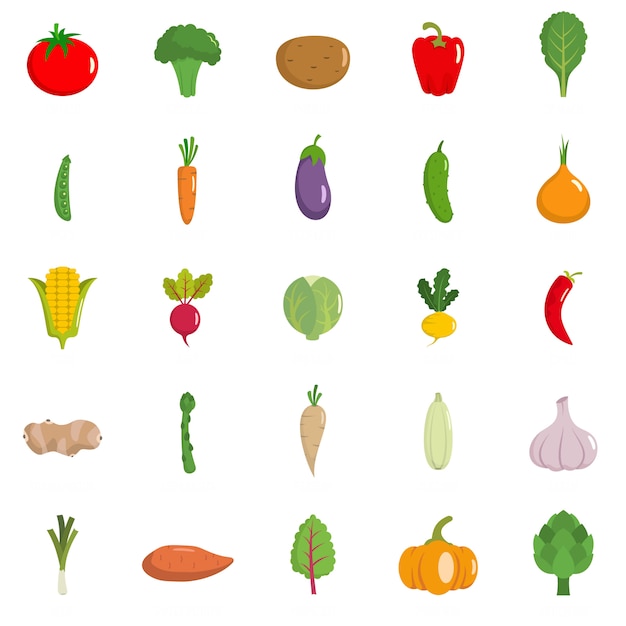 Vegetables icons set | Premium Vector