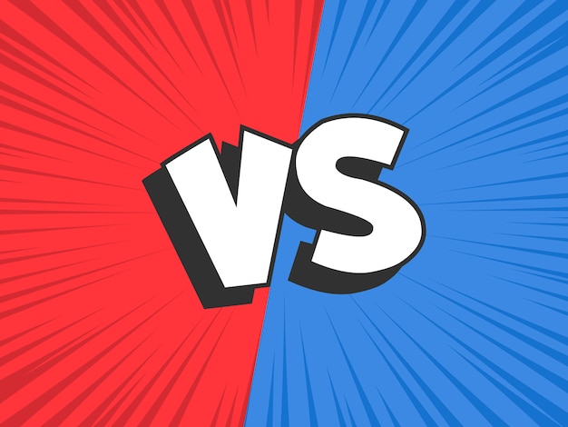 Versus compare. red vs blue battle conflict frame, confrontation clash and  fight comic | Premium Vector