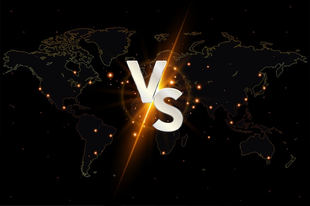 Versus vs background on the world map. | Premium Vector