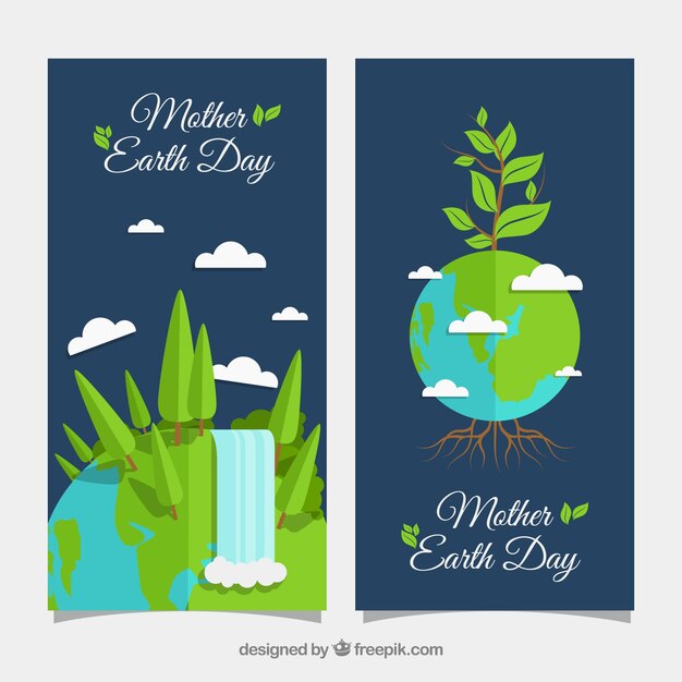 Free Vector | Vertical banners for the world earth day in flat design