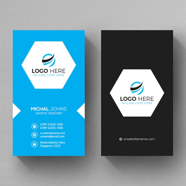 Premium Vector | Vertical blue and black business card