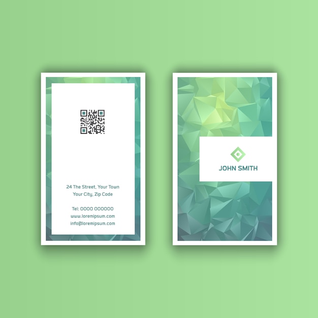 Vertical business card with a low poly design Premium Vector