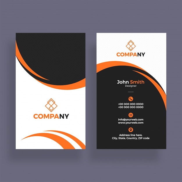 Premium Vector | Vertical business cards in orange, grey and white colors.