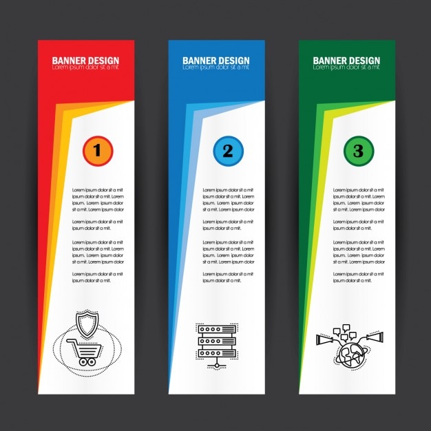 Vertical coloured banners pack Vector | Free Download