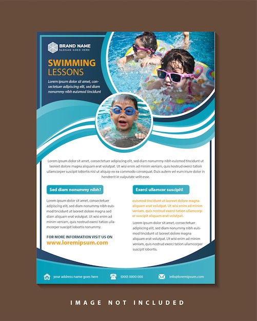  Vertical flyer for swimming lessons creative concept for presentations and advertising template Pre