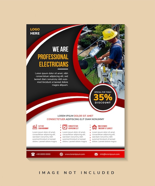  Vertical flyer for we are professional electricians creative concept for advertising template Premi
