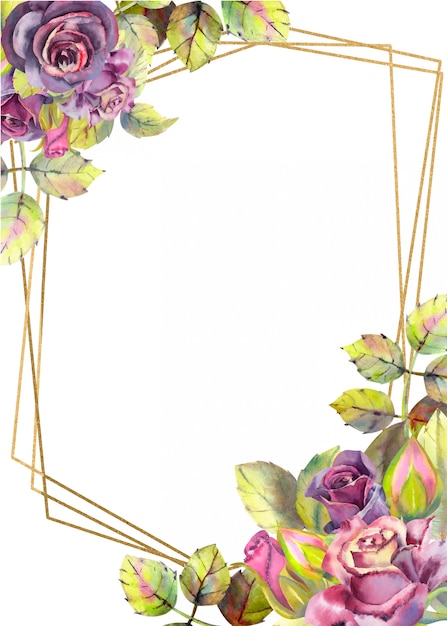 Premium Vector | Vertical frame background with flowers of roses