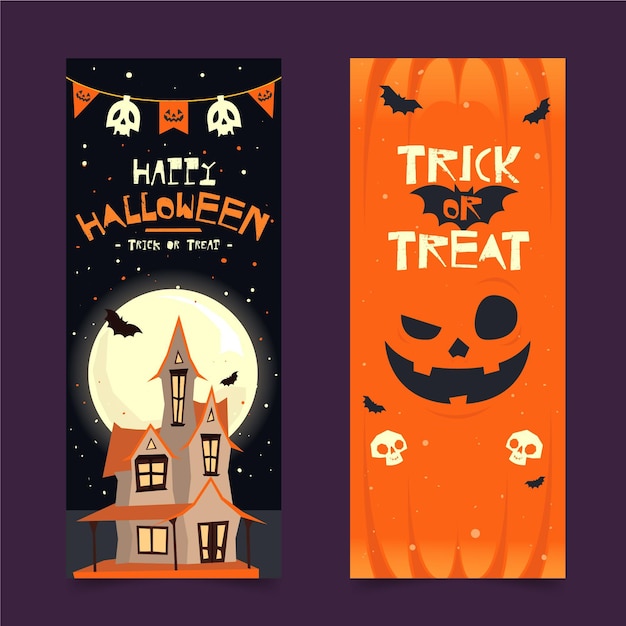 Free Vector | Vertical halloween banners flat design