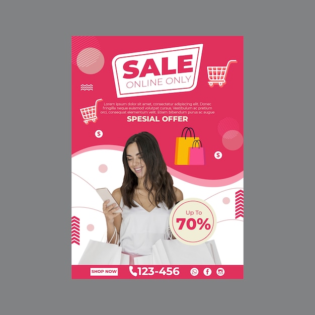 Free Vector | Vertical poster template for online shopping