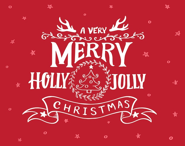 Premium Vector | A very merry holly jolly christmas hand drawn