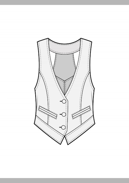 Vest fashion technical drawings | Premium Vector