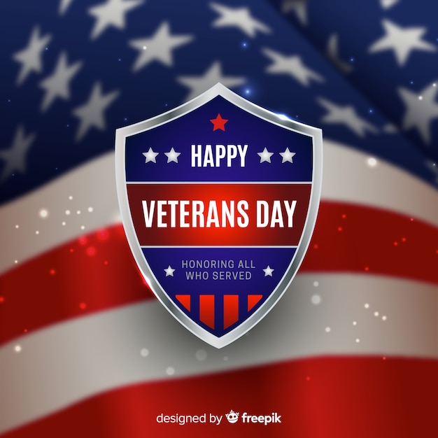 Free Vector | Veterans day background with realistic flag