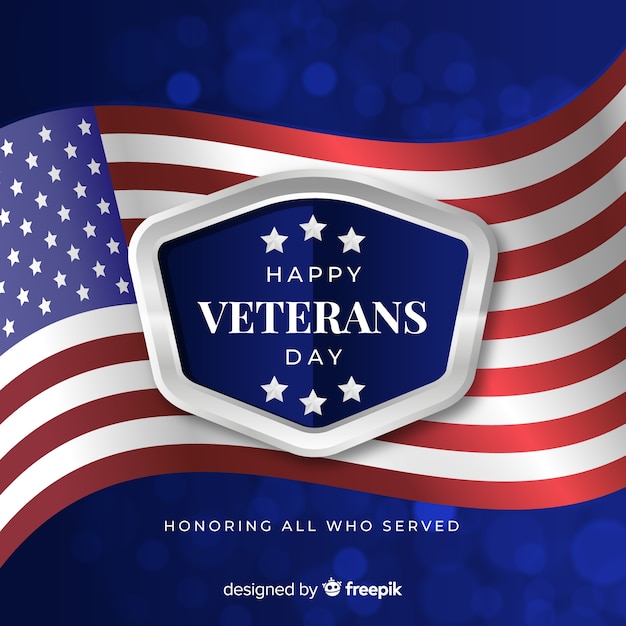 Download Veterans day background with realistic flag | Free Vector