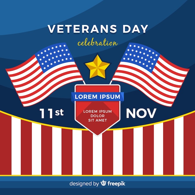 Download Veterans day background with us flag elements Vector ...