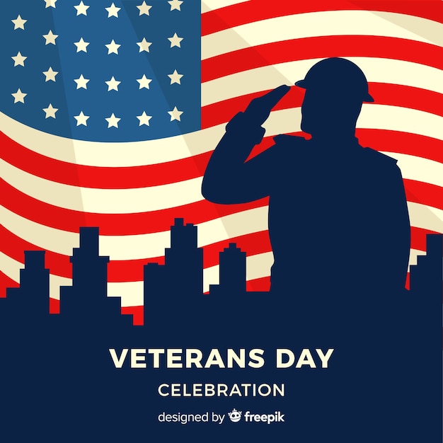 Veterans day background with us flag elements | Free Vector