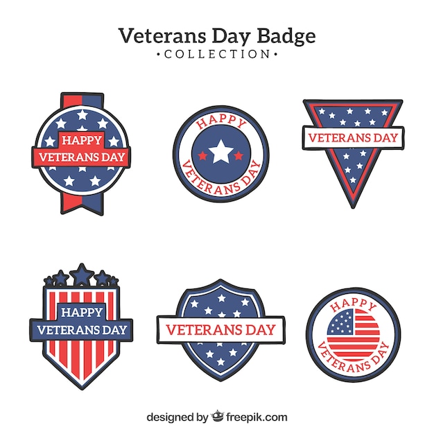 Veterans day badge set
