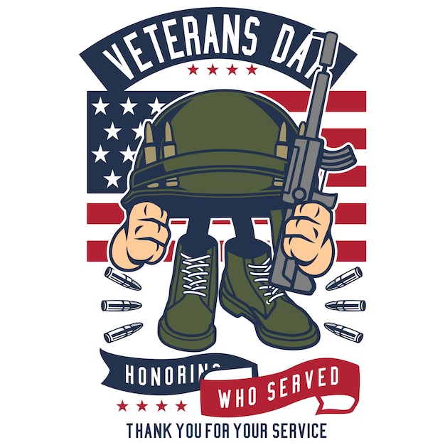 Veterans day cartoon | Premium Vector