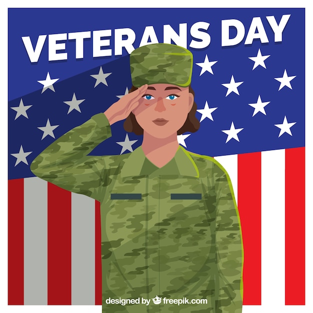 Download Veterans day design with female soldier Vector | Free Download