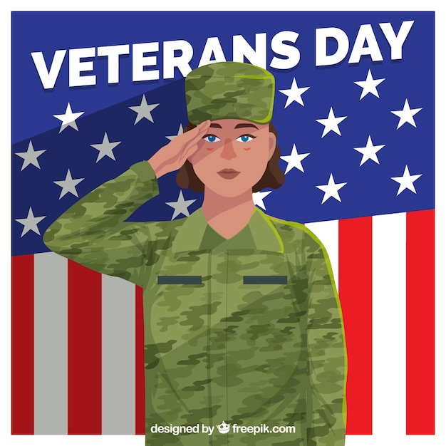 Download Veterans day design with saluting soldier | Free Vector