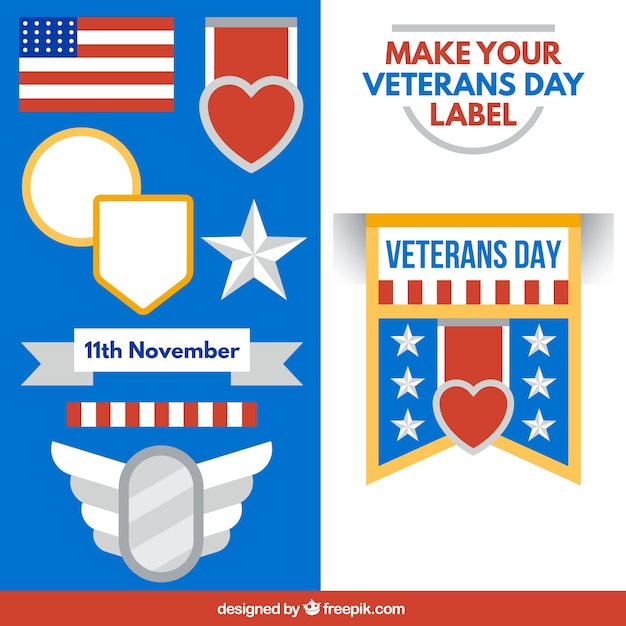 Veterans Day Label Set