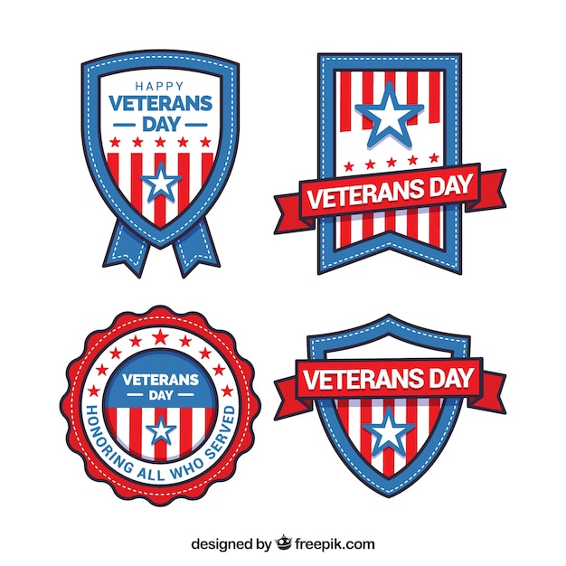 Download Veterans day labels Vector | Free Download