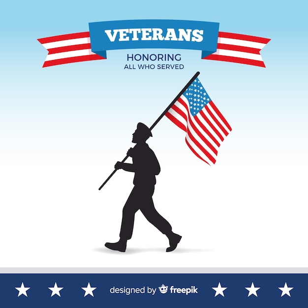 Download Veterans day man silhouette background | Free Vector