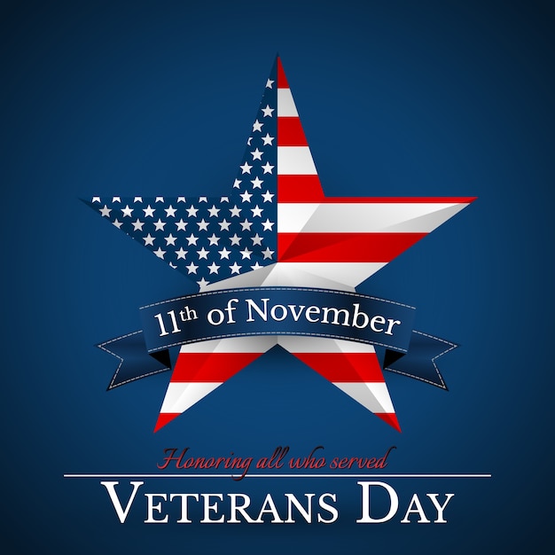 Premium Vector | Veterans day of usa with star in national flag colors ...