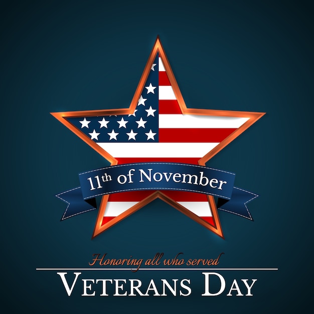 Premium Vector | Veterans day of usa with star in national flag colors ...