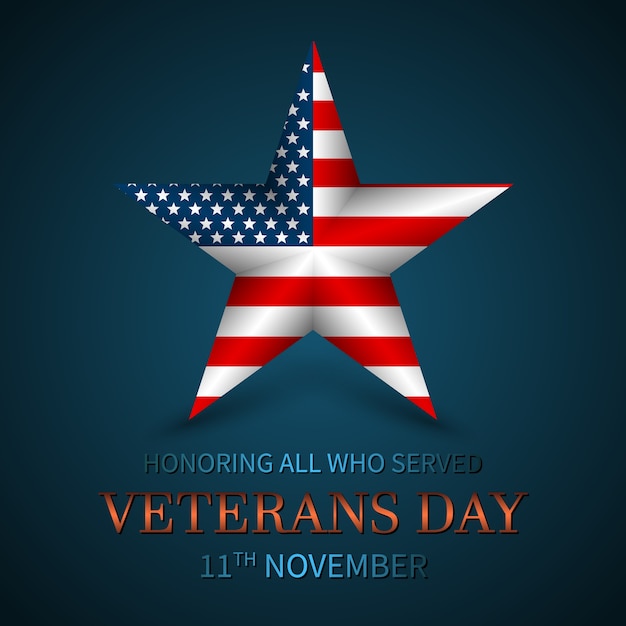 Premium Vector Veterans day of usa with star in national flag colors