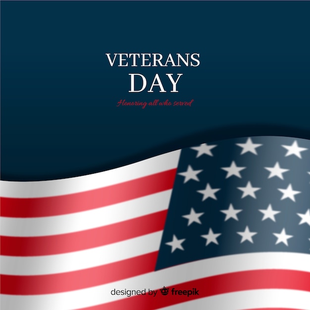 Download Veterans day with realistic flag and dark background ...