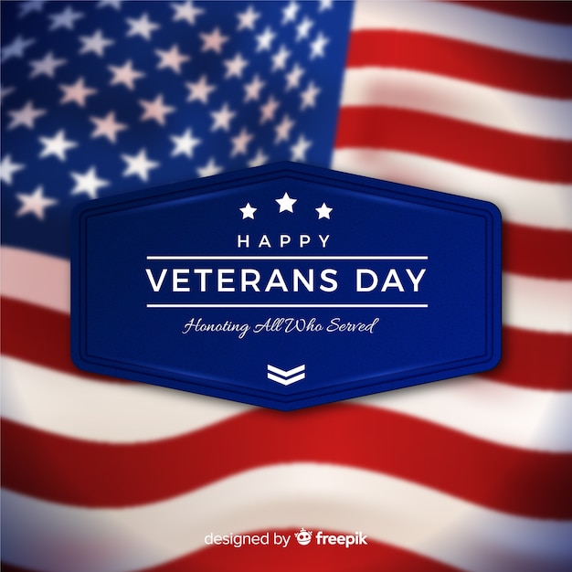 Free Vector | Veterans day with realistic flag