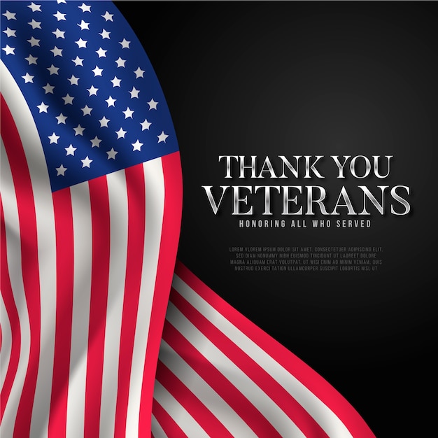 Download Veterans day with realistic flag Vector | Free Download