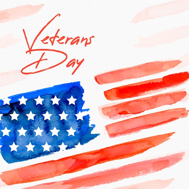 Download Veterans day with watercolour flag Vector | Free Download