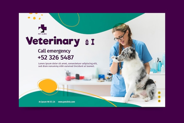 Free Vector | Veterinary banner template with photo