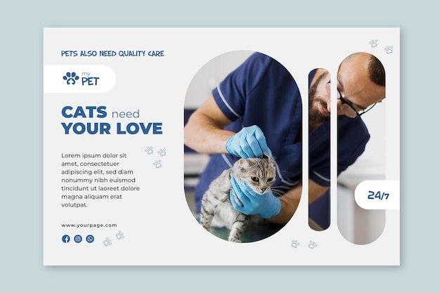 Free Vector | Veterinary banner template