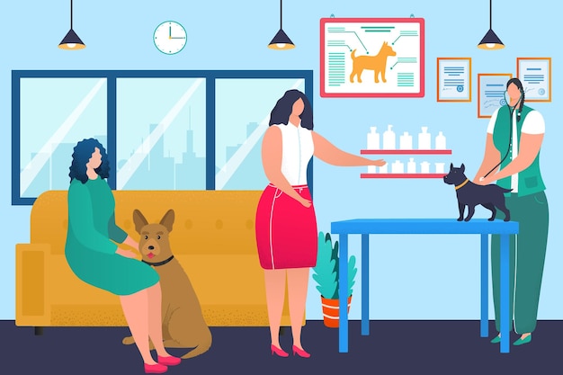 Premium Vector | Veterinary clinic concept, doctor veterinarian care about  dog pet