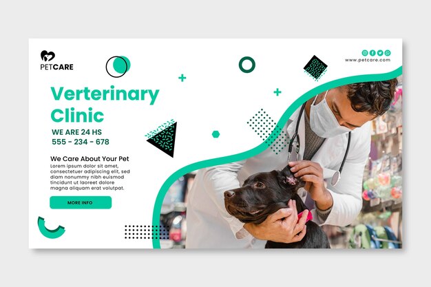 Free Vector | Veterinary horizontal banner template