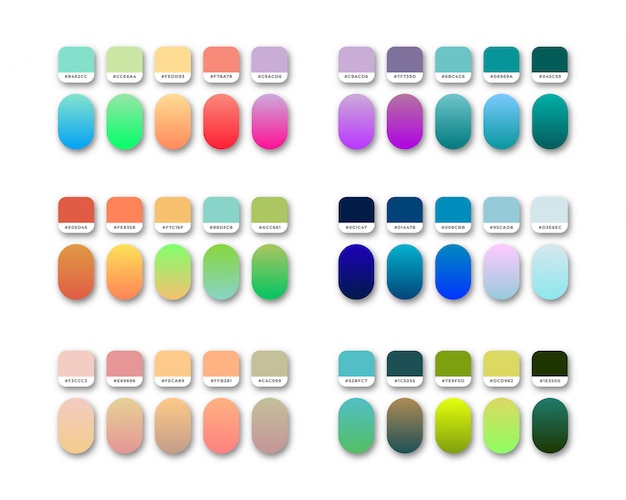 Vibrant colorful gradients swatches set Premium Vector