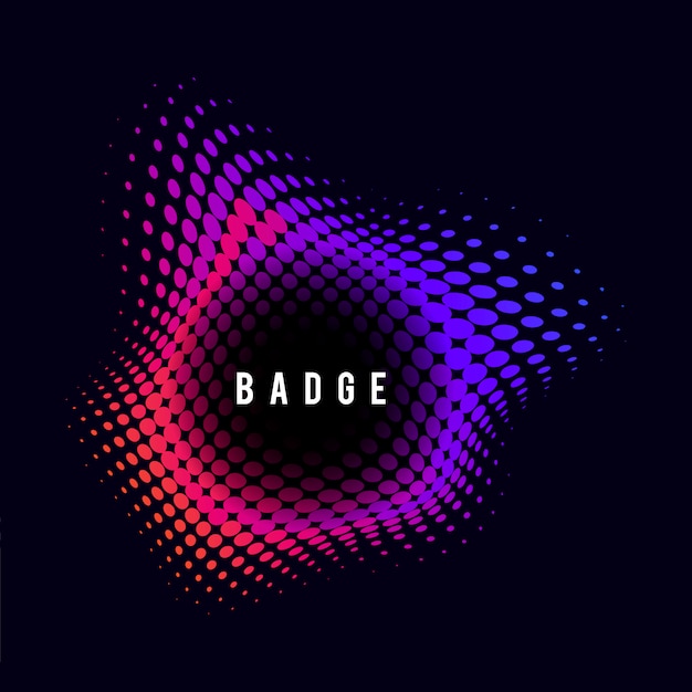 Vibrant halftone badge on black background Free Vector