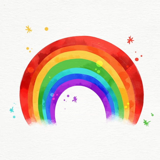 Download Vibrant watercolor rainbow illustrated | Free Vector
