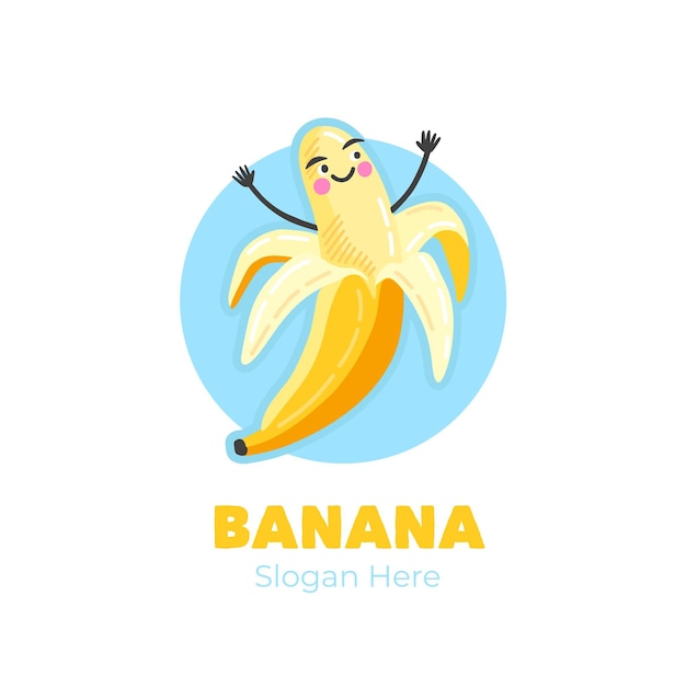 勝利のバナナのキャラクターのロゴ 無料のベクター
