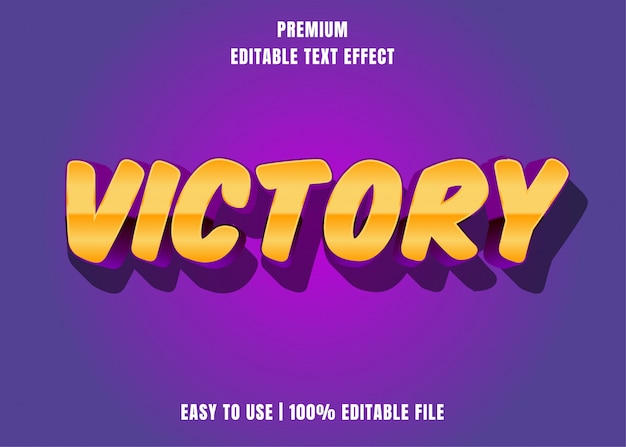 Premium Vector | Victory editable text effect style