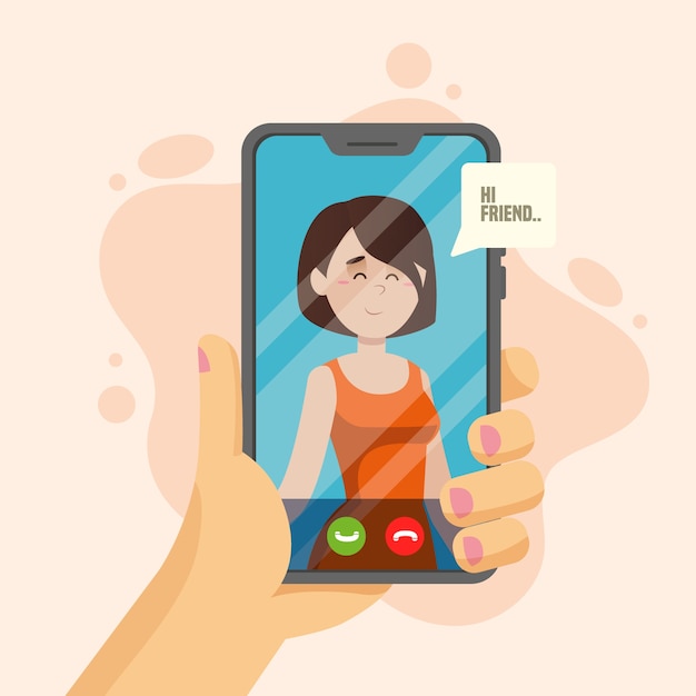 Video call concept with phone | Free Vector