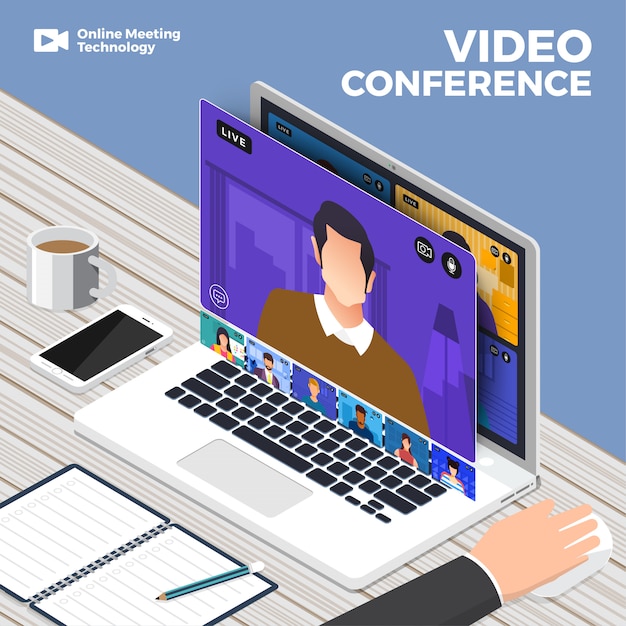 Video conference Premium Vector