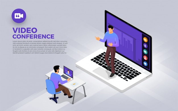 Video conference Premium Vector