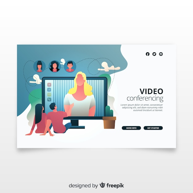 Download Free Video Conferencing Concept For Landing Page Free Vector Use our free logo maker to create a logo and build your brand. Put your logo on business cards, promotional products, or your website for brand visibility.