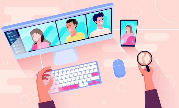 Premium Vector | Video conferencing illustration