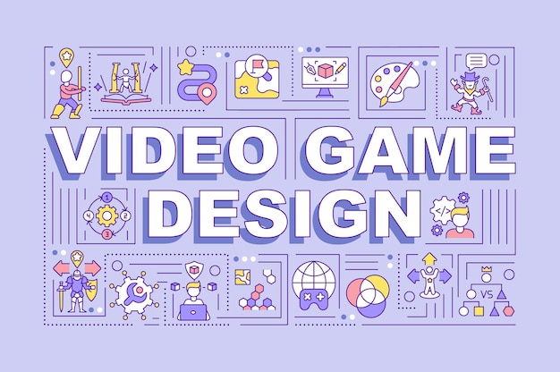 Premium Vector | Video game design word concepts banner