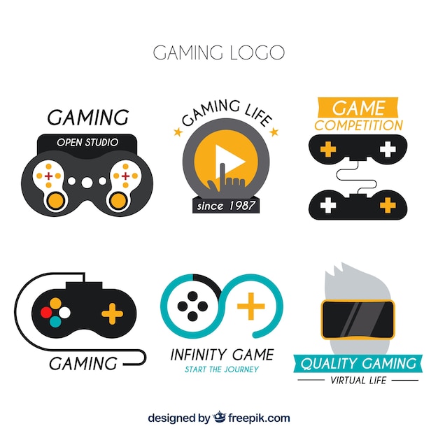 Download Free Download This Free Vector Video Game Logo Collection With Flat Design Use our free logo maker to create a logo and build your brand. Put your logo on business cards, promotional products, or your website for brand visibility.